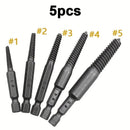 5pcs Screw Extractor Bolt Remover Set Center Drill Bits Guide Broken Damaged Screw Hex Shank Spanner For Repair Hand Tool